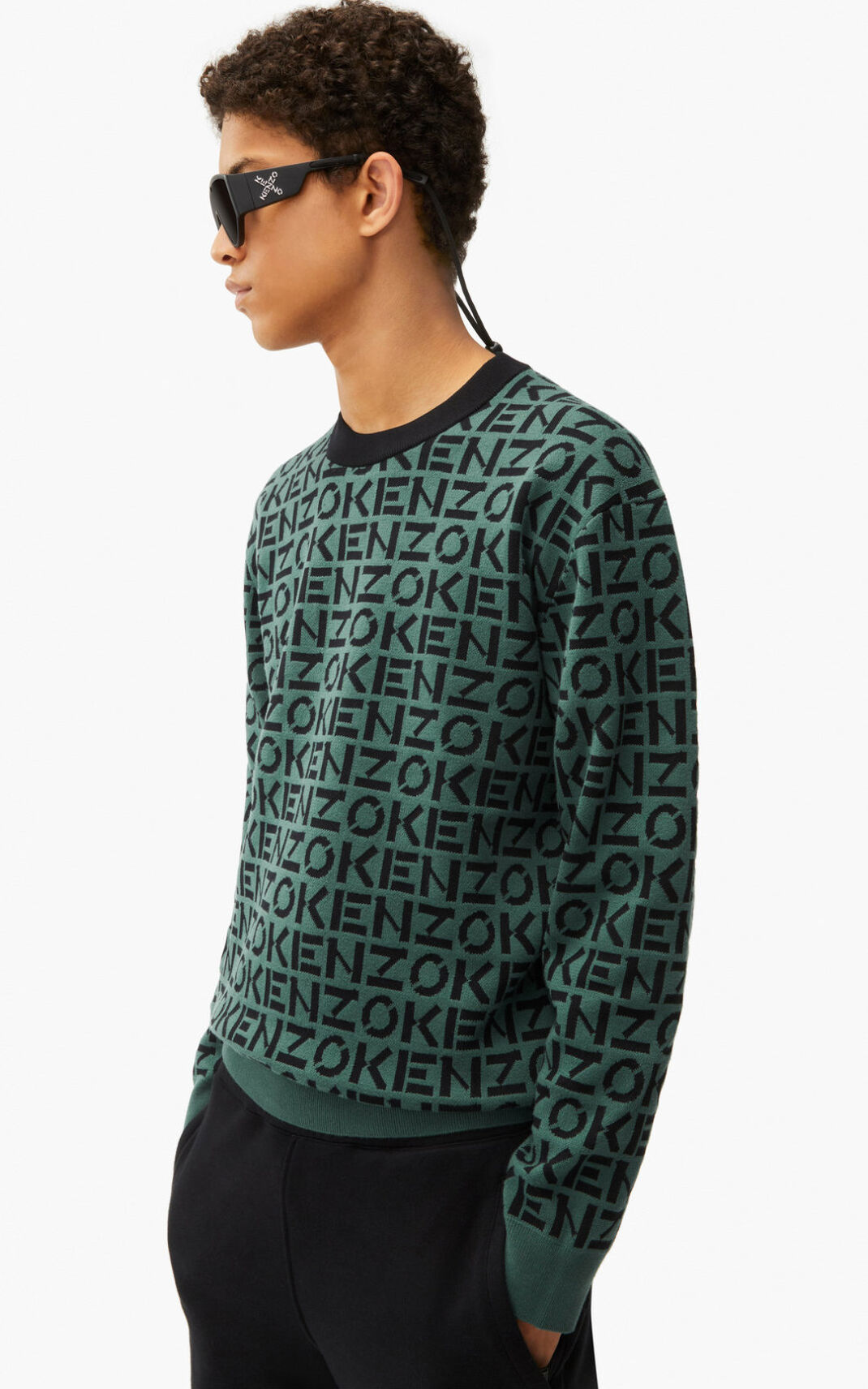 Pull Kenzo Sport monogram Homme Vert Foncé | WHZI-36207